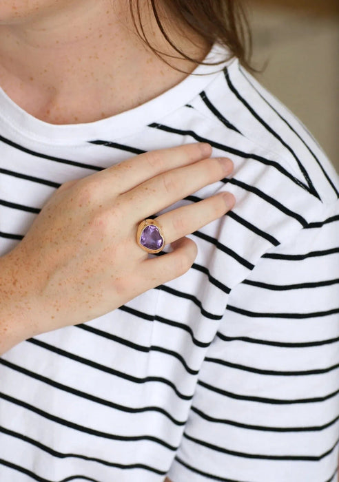 Bague Bague boule coeur améthyste et diamants 58 Facettes