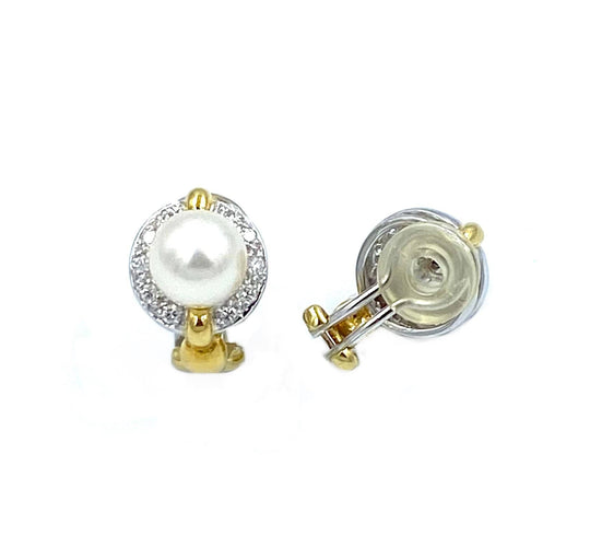 Boucles d'oreilles Boucles d’oreilles or jaune, perles et diamants 58 Facettes