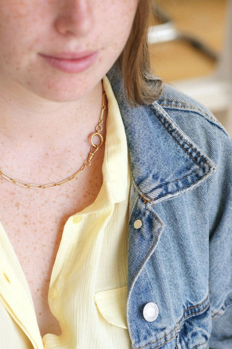 Collier Chaîne ancienne maille rectangle en or jaune 58 Facettes