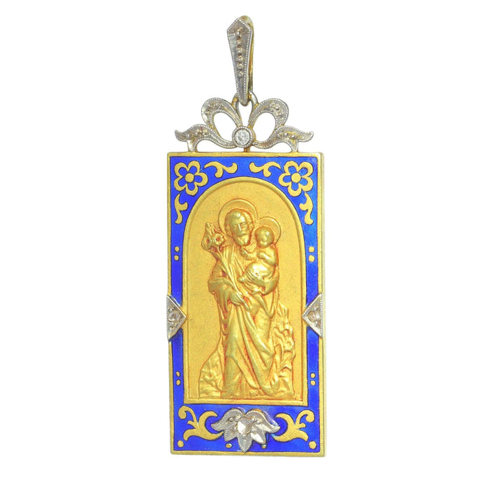 Pendentif Pendentif émaillé diamants Saint Joseph 58 Facettes 23191-0431