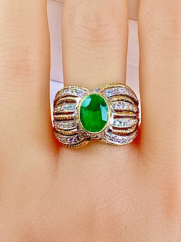 Bague 58 Bague 2 Ors Emeraude Diamants 58 Facettes AB228