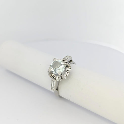 Bague Bague diamants et aigue-marine 58 Facettes 25627