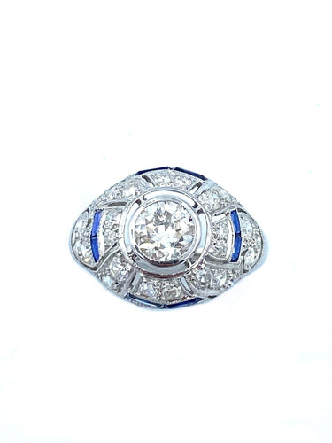Bague Bague Art-Deco, diamants et saphirs calibrés 58 Facettes