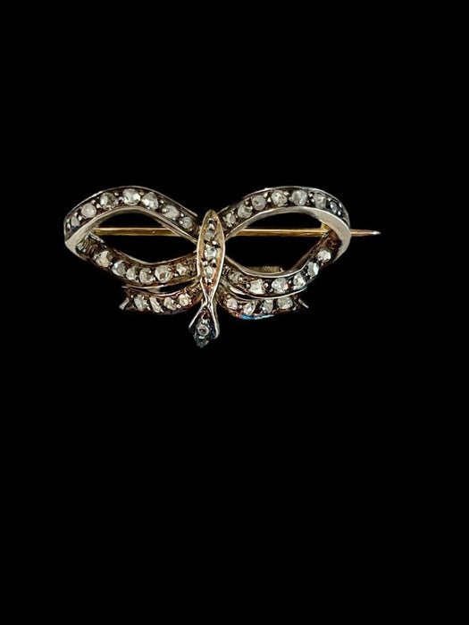 Broche Broche Noeud Or Argent Diamants 58 Facettes