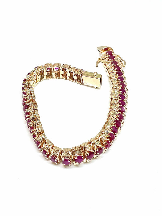 Bracelet Bracelet vintage en or, rubis et diamants 58 Facettes