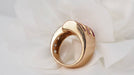 Ring 49 Tank ring gold, diamonds and calibrated red stones 58 Facettes 28082