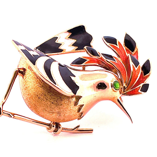 Broche Broche Oiseau Or Jaune, décor émail 58 Facettes