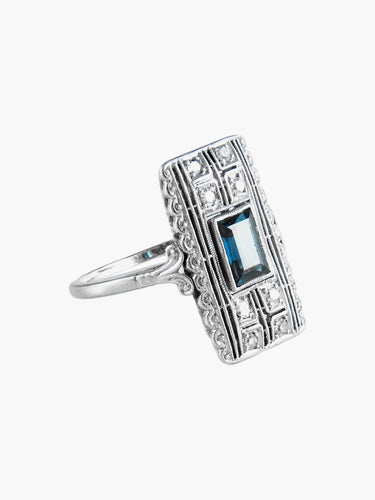 Bague 50.5 Bague Ancienne Or Blanc Platine Saphir Diamants Circa 1910 58 Facettes