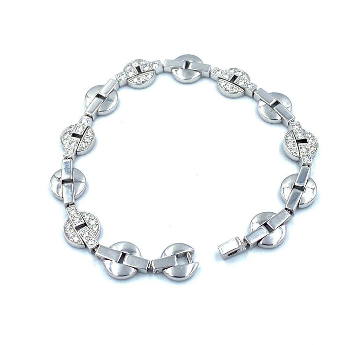 Bracelet Cartier. Collection Himalia, bracelet or blanc 18K et diamants 58 Facettes