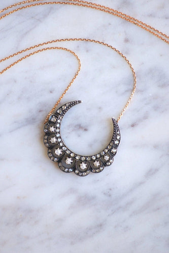 Collier Collier croissant de lune or et diamants 58 Facettes