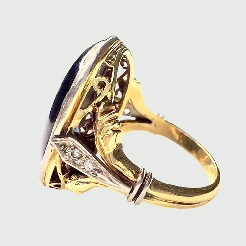 Bague 54 Bague Art Déco Or jaune Diamants Onyx 58 Facettes