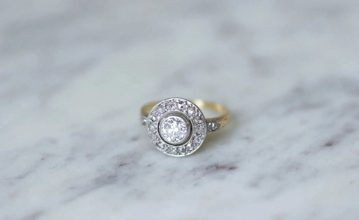 Bague Bague Belle Epoque ronde diamants 58 Facettes