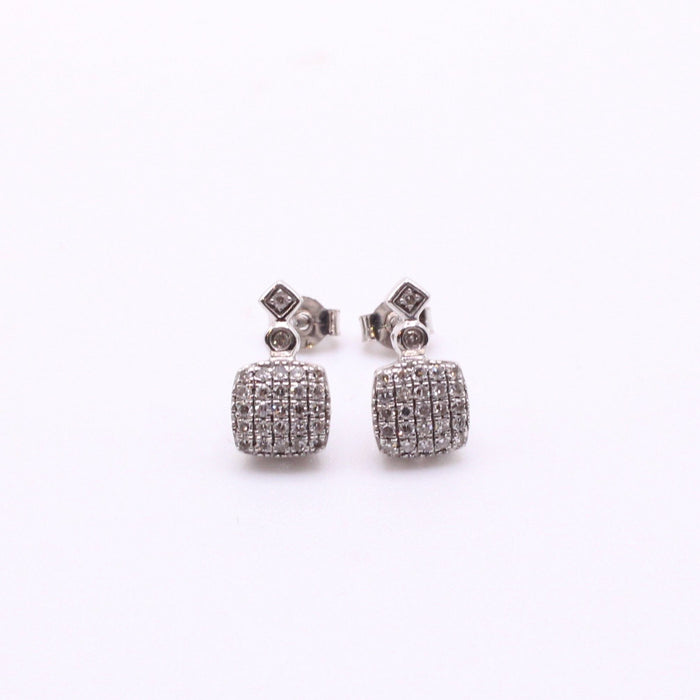 Boucles d'oreilles Boucles d’oreilles pavage diamants or blanc 58 Facettes