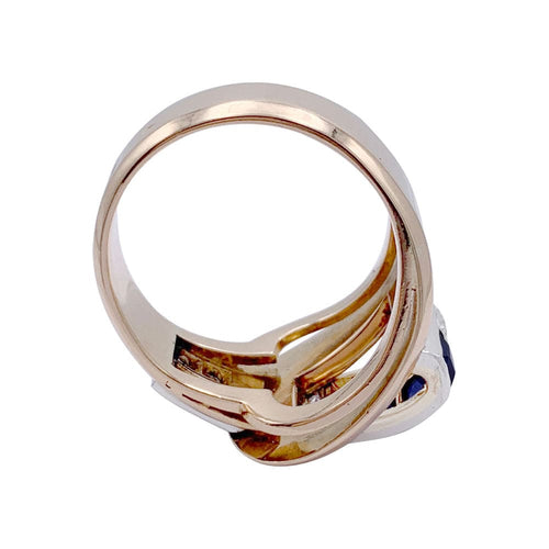 Bague 53 Bague "Tank", or jaune, saphirs, diamants. 58 Facettes 32837