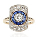 Ring 57 Art deco diamond sapphire ring 58 Facettes 22-064