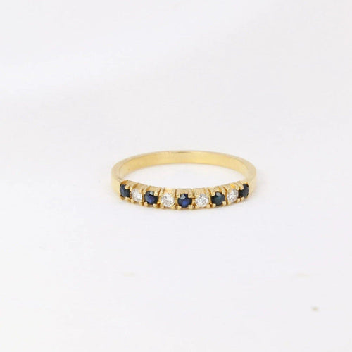 Bague Demi-Alliance américaine diamants et saphirs 58 Facettes J107