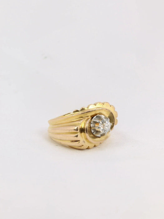 Bague 49 Bague tank Or jaune Platine Diamant 58 Facettes J194