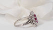 Bague 51 Bague marquise or blanc, rubis navette et diamants 58 Facettes 31031