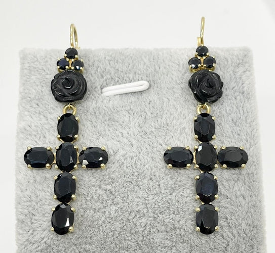 Boucles d'oreilles Dolce & Gabbana - Boucles Devotion Saphirs Jais 58 Facettes