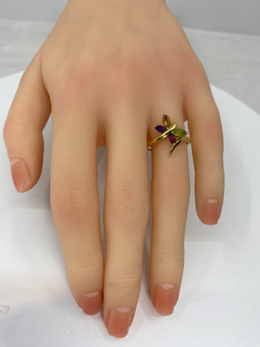 Bague 51 Bague papillon en or jaune & pierres fines 58 Facettes