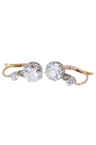 Boucles d'oreilles DORMEUSES ANCIENNES DIAMANTS 58 Facettes 073621