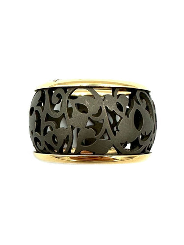 Bague 55 POMELLATO - Collection Arabesque, bague or rose et titane 58 Facettes