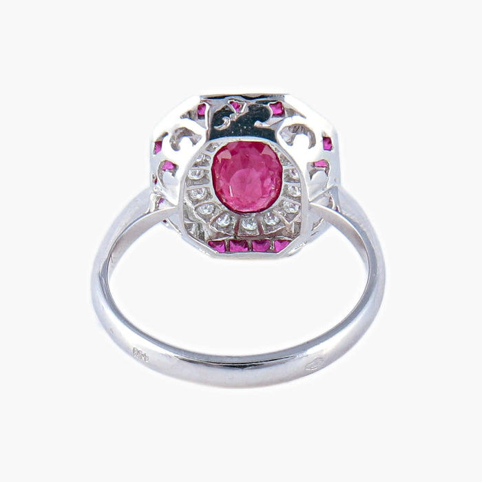 Bague 53 Bague style Art Déco Diamants et Rubis 58 Facettes