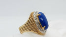 Ring Vintage yellow gold Lapis Lazuli and diamond ring 58 Facettes 30305