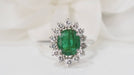 Ring 58.5 White gold daisy ring; Emerald and diamonds 58 Facettes 31956