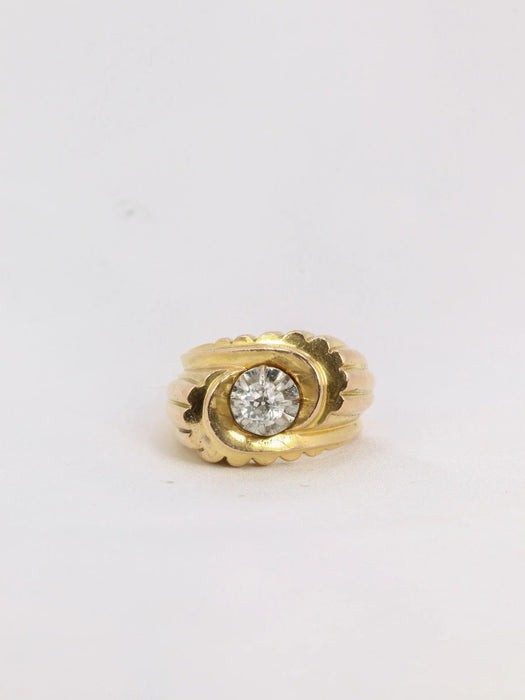 Bague 49 Bague tank Or jaune Platine Diamant 58 Facettes J194