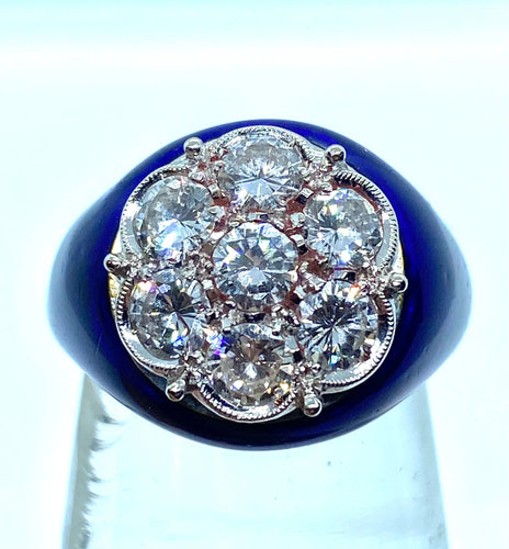 Bague Bague diamants émaillés bleus 58 Facettes