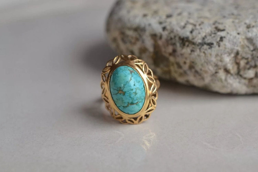 Bague Bague ajourée cabochon de Turquoise 58 Facettes Ref1566