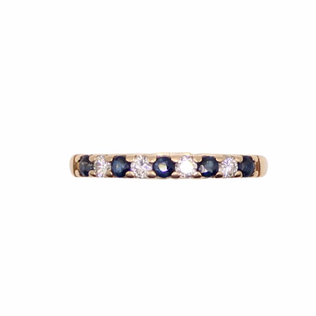 Bague Alliance Dolly-Bijoux T62 - Saphir Et Diamants Cz, Plaqué Or 18k 5 Microns