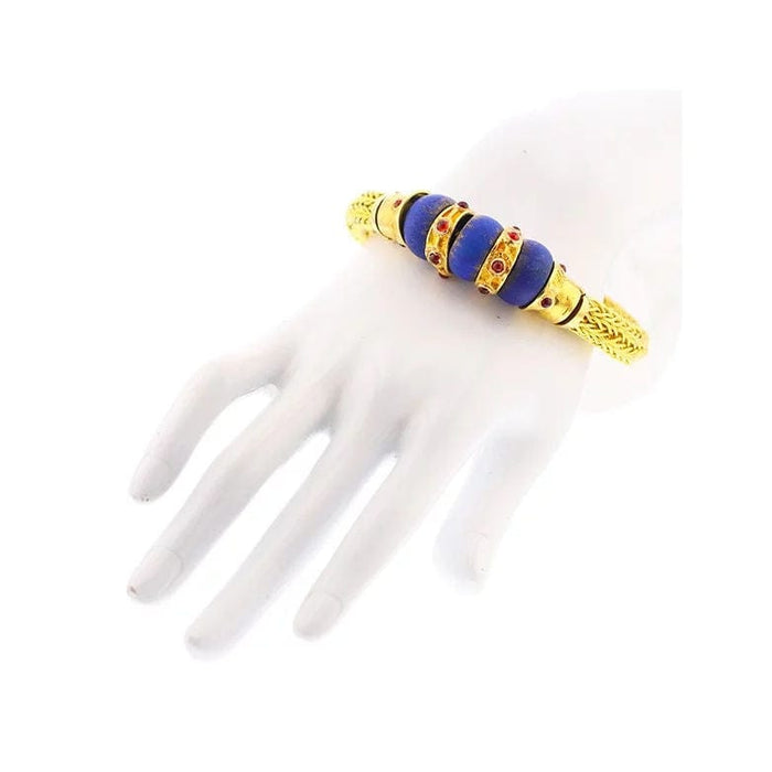 Bracelet Bracelet lapis lazulli et grenat en or jaune 58 Facettes 236870