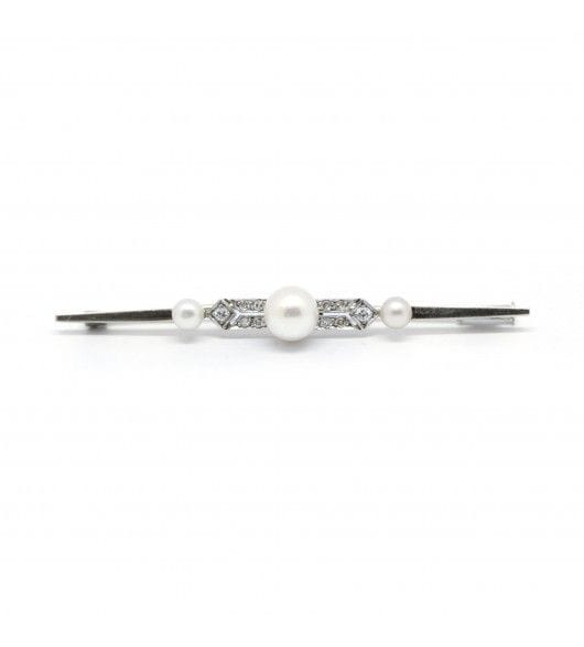 Broche Longueur : 5.5 cm / Or 750 Broche barrette Perles et Diamants 58 Facettes 190360R