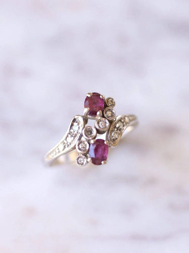 Bague de fiançailles Vintage or, rubis, et diamants 58 Facettes