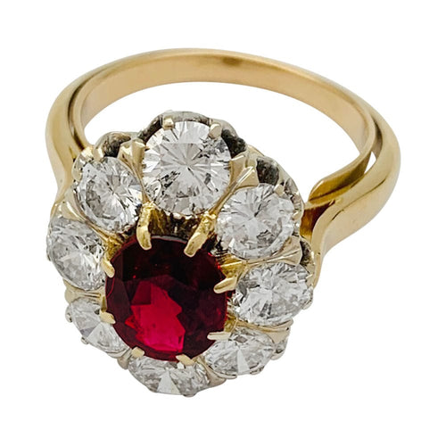Bague 56 Bague pompadour rubis, diamants, or jaune. 58 Facettes 31967