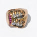 Ring Yellow gold diamond and ruby ​​tank ring 58 Facettes 0