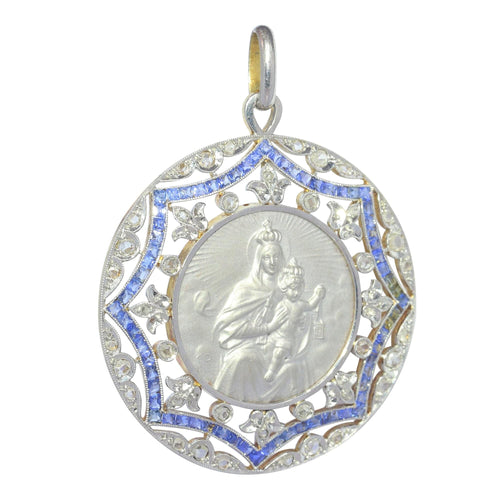 Pendentif Médaille Art déco diamants et saphirs 58 Facettes 23191-0433