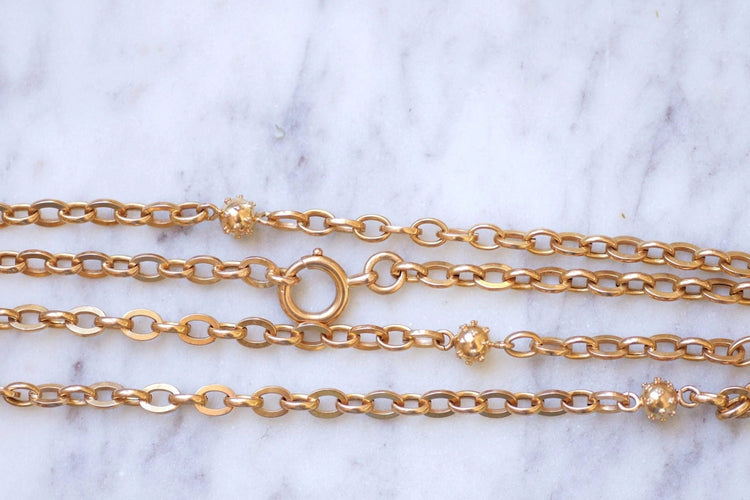 Collier Sautoir ancien en or rose 58 Facettes