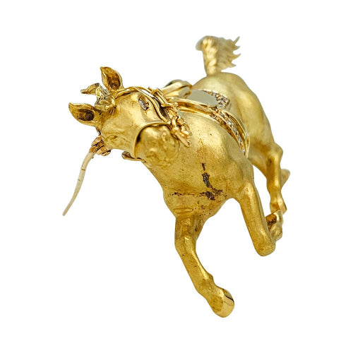 Broche Broche Cheval en or jaune et diamants. 58 Facettes 31009