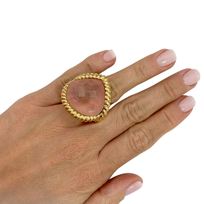 Bague 51 Bague en or jaune, quartz rose. 58 Facettes 31134