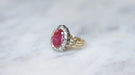 Ring 53 Daisy ring Yellow gold Silver Burmese ruby ​​Diamonds 58 Facettes