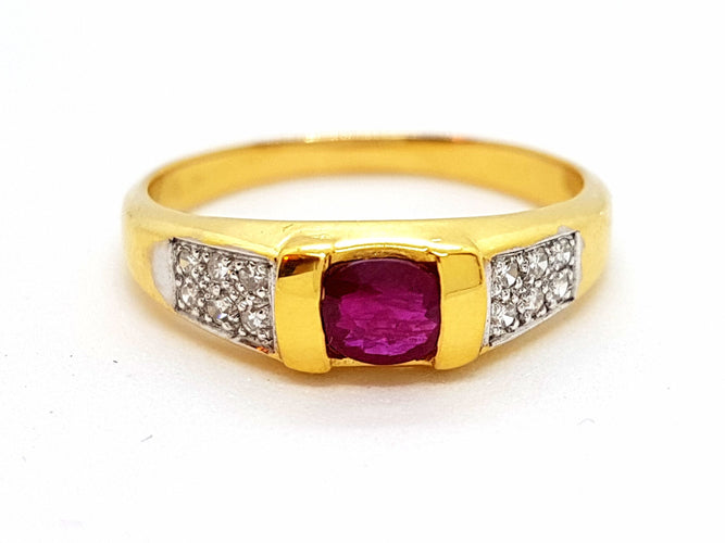 Bague 58 Bague Or jaune Rubis 58 Facettes 06348CD
