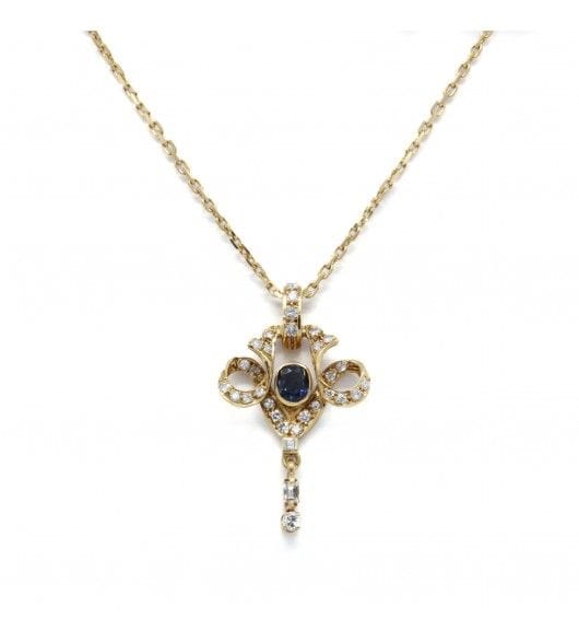 Collier Dimensions : 3,5 cm / Or 750 Pendentif - Or. Saphir Et Diamants 58 Facettes 160273R