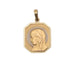 Pendentif Médaille religieuse octogonale Vierge de profil auréolée d’or blanc 58 Facettes