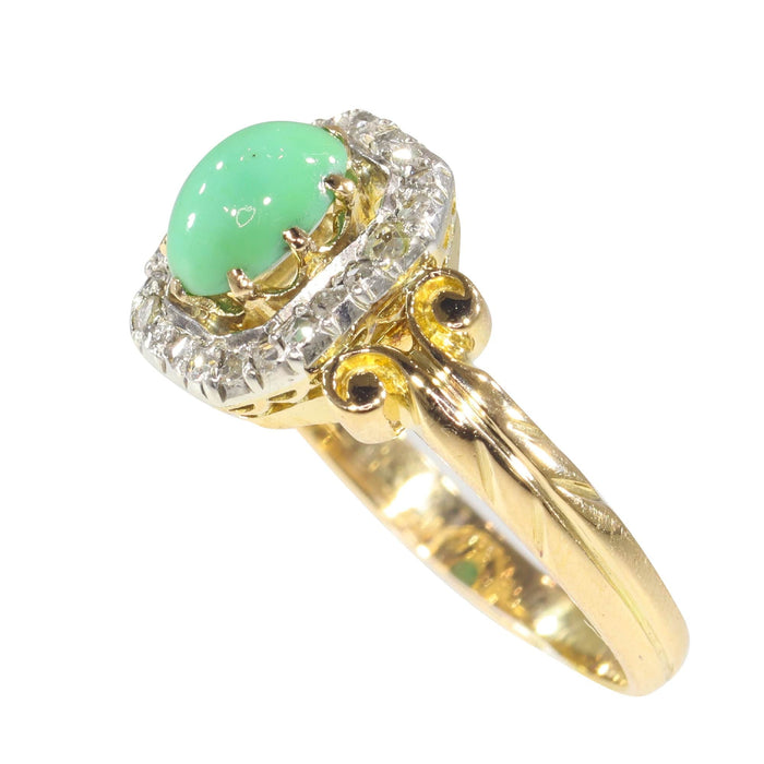 Bague 54 Bague en or avec diamants et turquoise 58 Facettes 22130-0168