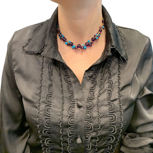 Collier Collier Cartier, "Les Délices de Goa", or rose, améthystes, turquoises et diamants. 58 Facettes 32359