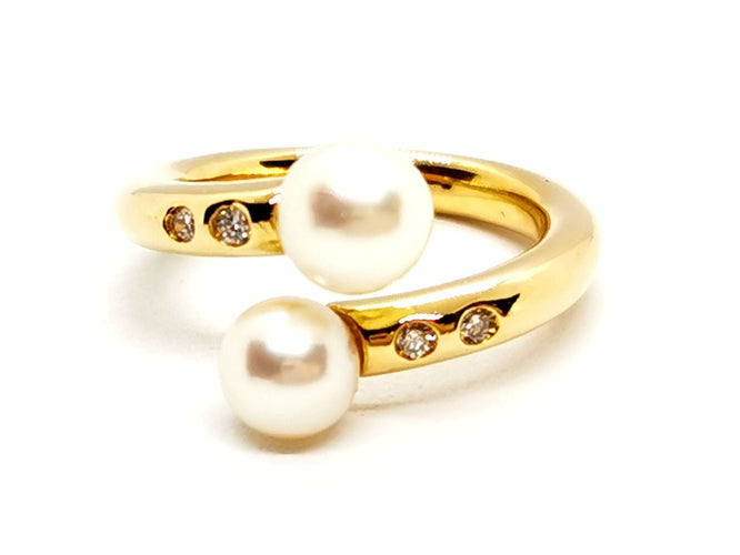 Bague 58 Bague Toi et Moi Or jaune Perle 58 Facettes 1161957CD