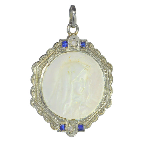 Pendentif Médaille Art Déco Nacre Diamants Saphirs 58 Facettes 23191-0432